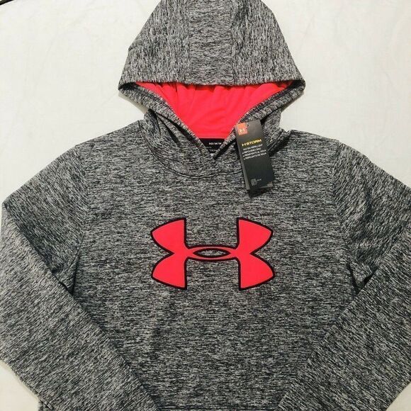 Under Armour Coldgear Loose Storm Hoodie Marled Heather Black NEW - Picture 3 of 8